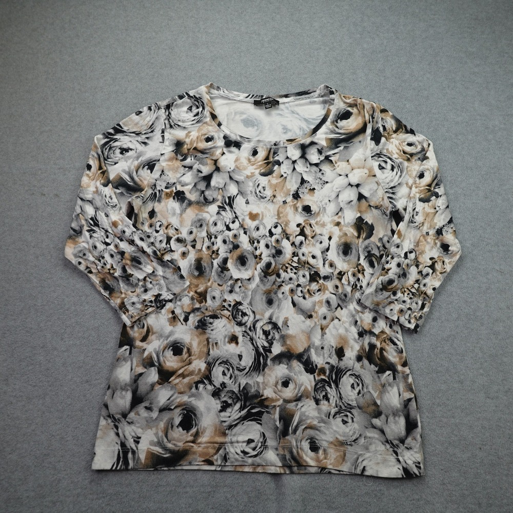 Premise Studio Top Womens‎ Large Multicolor Floral 3/4 Sleeve Pullover